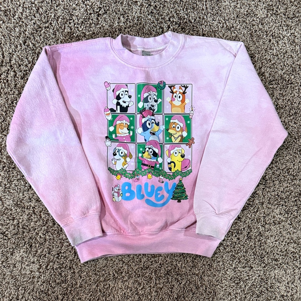 Bluey Holiday Pink Graphic Girls Sweatshirt, Size Small